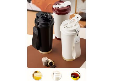 Vakuumisolierter Kaffeebecher To Go 500 ml, Weiss