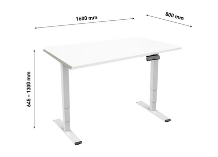 Table Contini RAL 9016 1,6 x 0,8 m blanc avec plateau blanc