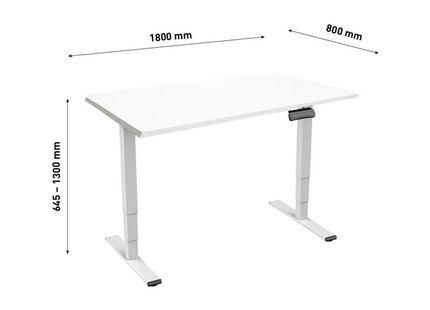 Table Contini RAL 9016 1,8 x 0,8 m blanc avec plateau blanc