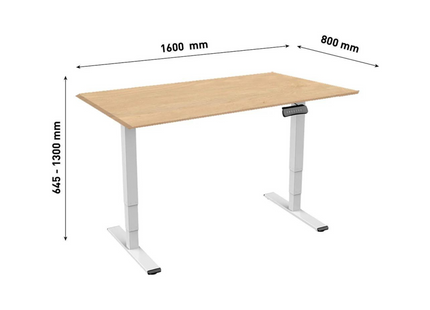 Table Contini RAL 9016 1,6 x 0,8 m blanc avec plateau marron
