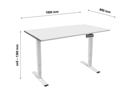 Table Contini RAL 9016 1,8 x 0,8 m blanc avec plateau gris