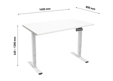 Table Contini réglable en hauteur avec plateau 1,4x 0,8 m blanc