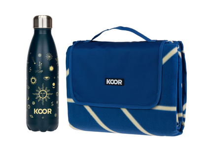 KOOR picnic blanket 200 x 250 cm and drinking bottle 500 ml Onda-Blu