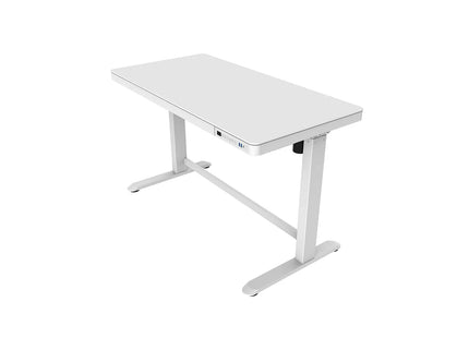 Table Contini ET118, 120 x 60 cm, avec plateau en verre, blanc