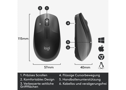 Logitech Mouse M190 Anthracite/Black, wireless