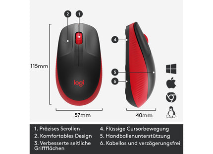 Logitech Mouse M190 Rouge/Noir, sans fil