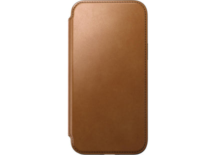Nomad Book Cover Modern Leather Folio iPhone 15 Pro Max Beige