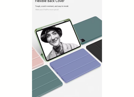 Leder und Silikon Case für Apple iPad Pro 12.9", Schwarz
